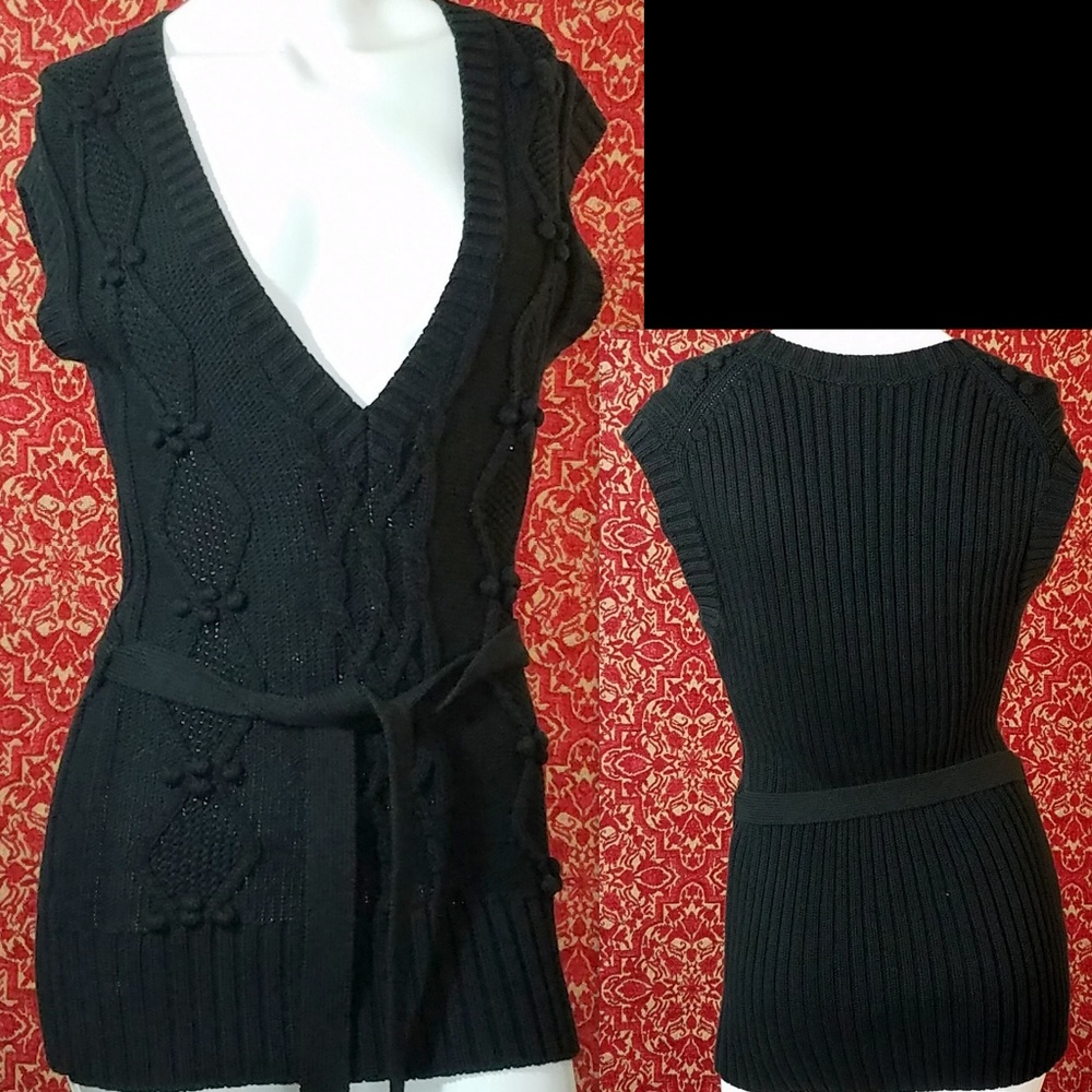 ANN TAYLOR LOFT black sweater vest tunic XS 💥🕚⤵️